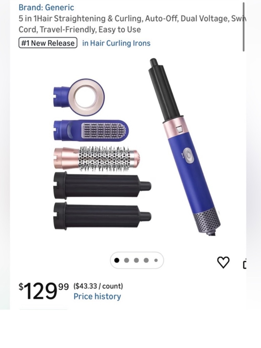 5-in-1 Hair Styling Set - Blue with Rose Gold Accents